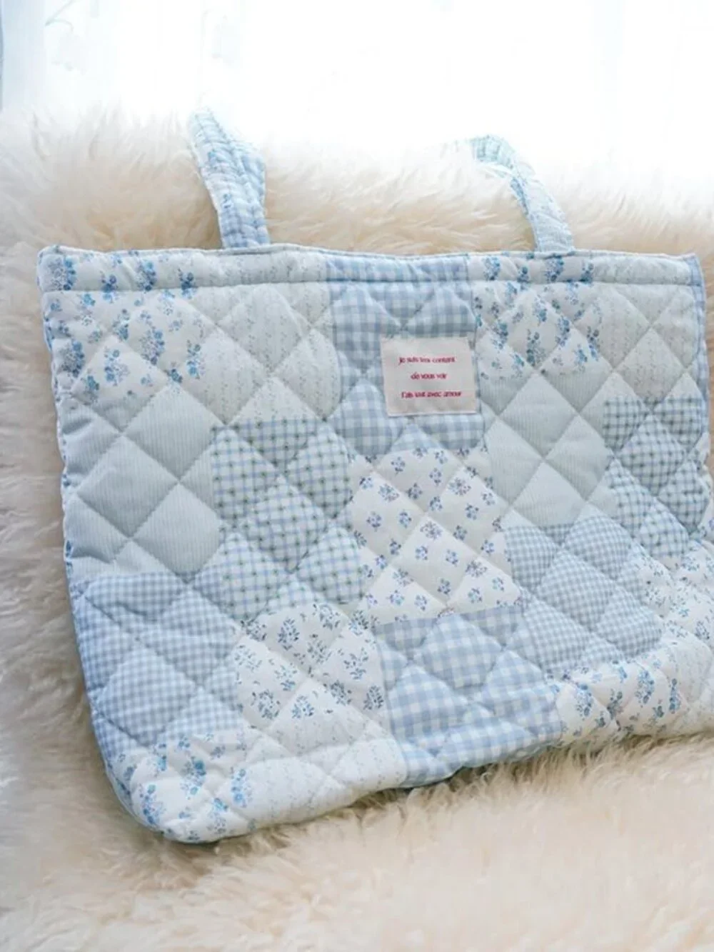 Floral Quilted Cotton Shoulder Bag for Women Daily Use Medium Size Handbag Large_3